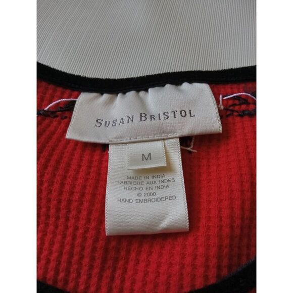 Susan Bristol Vintage Waffle Knit Button Snowmen Cardigan Women's Size Medium - Picture 3 of 12